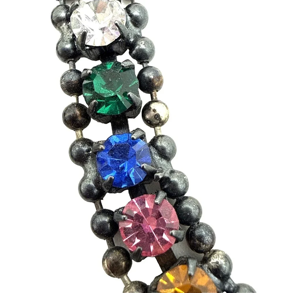 New LOREN HOPE Multicolor Crystal Rhinestone Y-Drop Necklace 18-20
